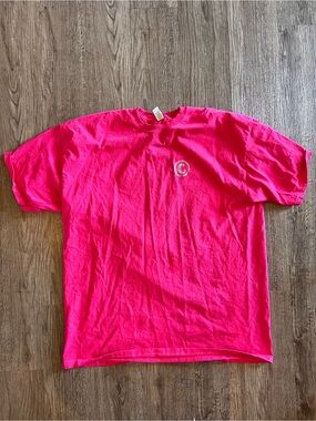 Cowpokes Bright Hot Pink Graphic Tee with Small Chest Emblem